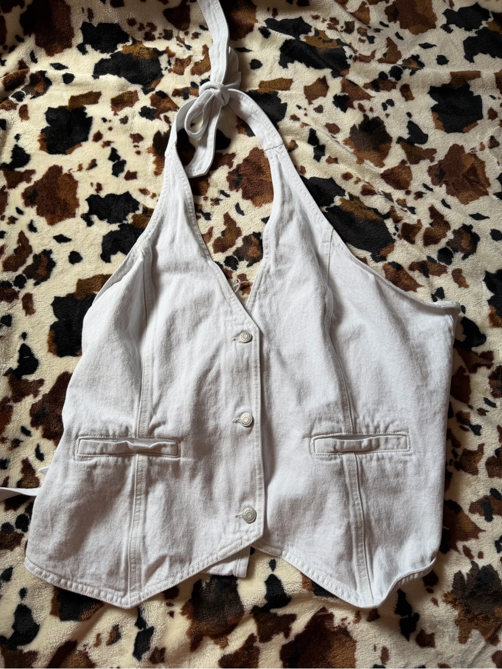 wild fable White Sleeveless Halter Tie Vest